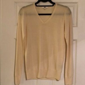 Uniqlo V-Neck Sweater, Cream - Size S
